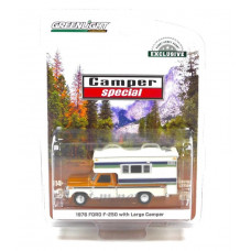 FORD F-250 Special Large Camper 1976 Nectarine Poly/Wimbledon White Deluxe, 1:64